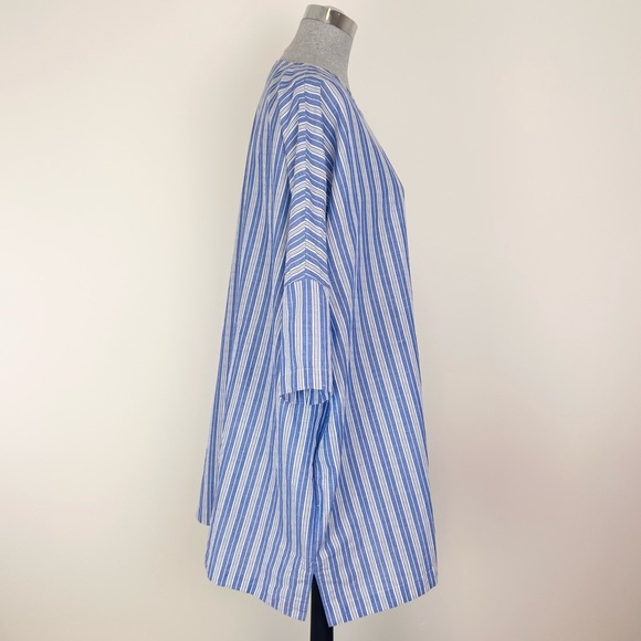 Jarbo Italian Linen Blue Striped Tunic Dress - Picture 4 of 9